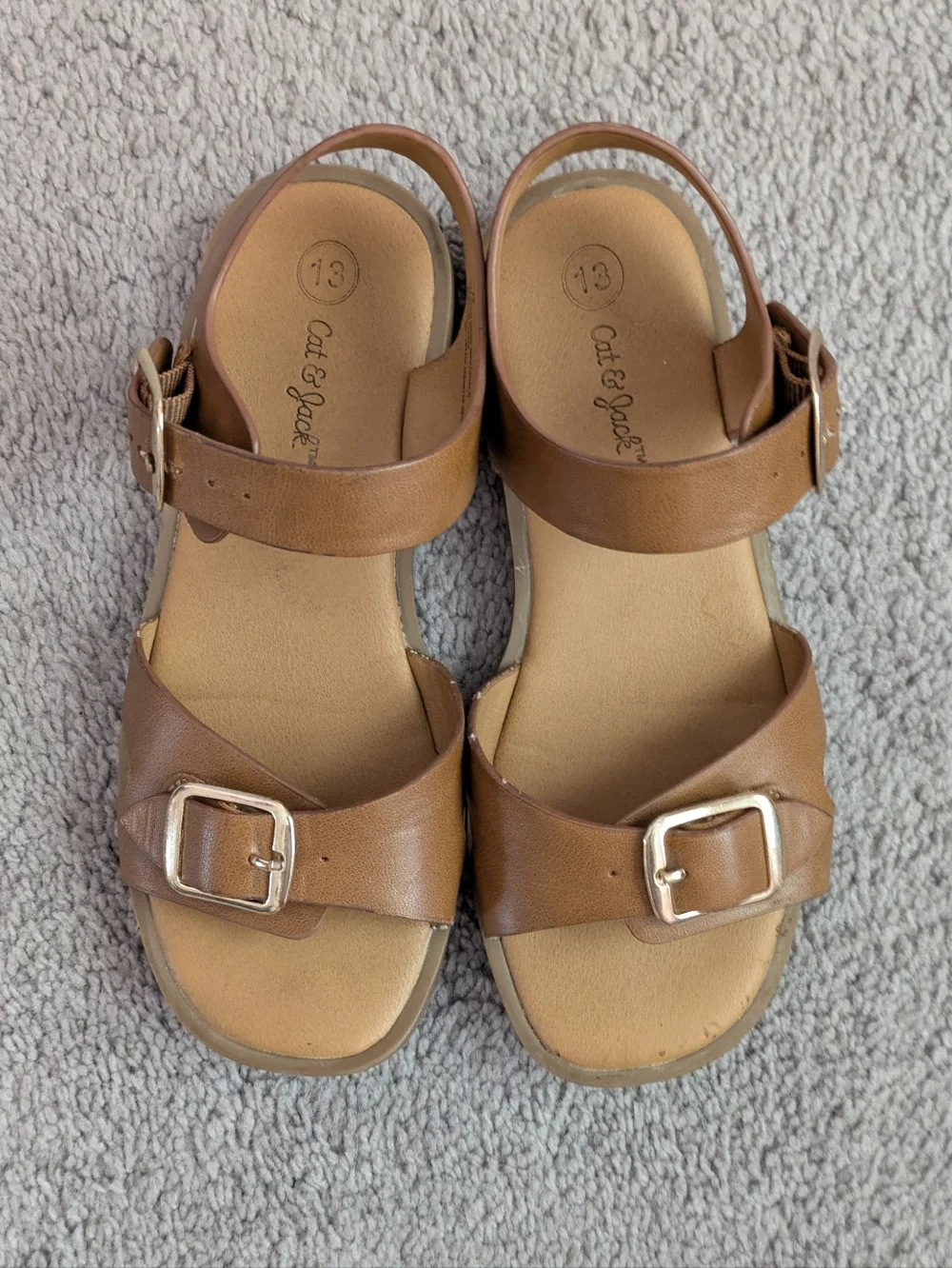 Cat & Jack Toddler Brown Double-Buckle Sandals